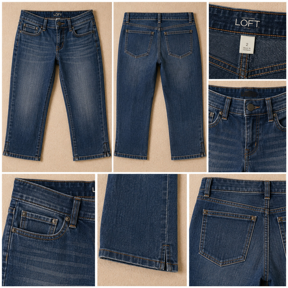 LOFT Sz 32 waist Coastal Quiet Luxury Minimalist Crop Capri Jeans Denim